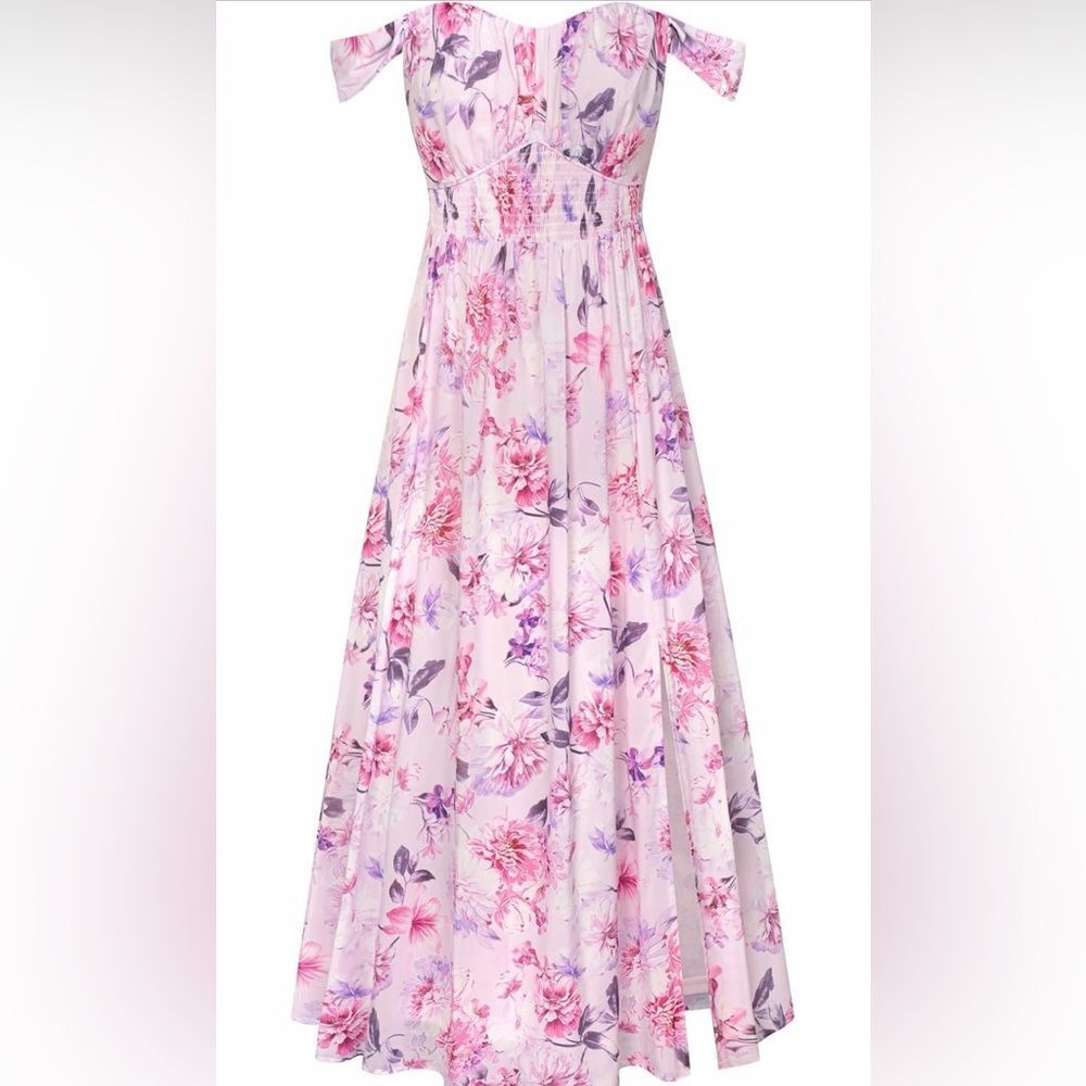 Grace Karin Floral A Line Maxi Dress Pink Purple Extra Large NWT